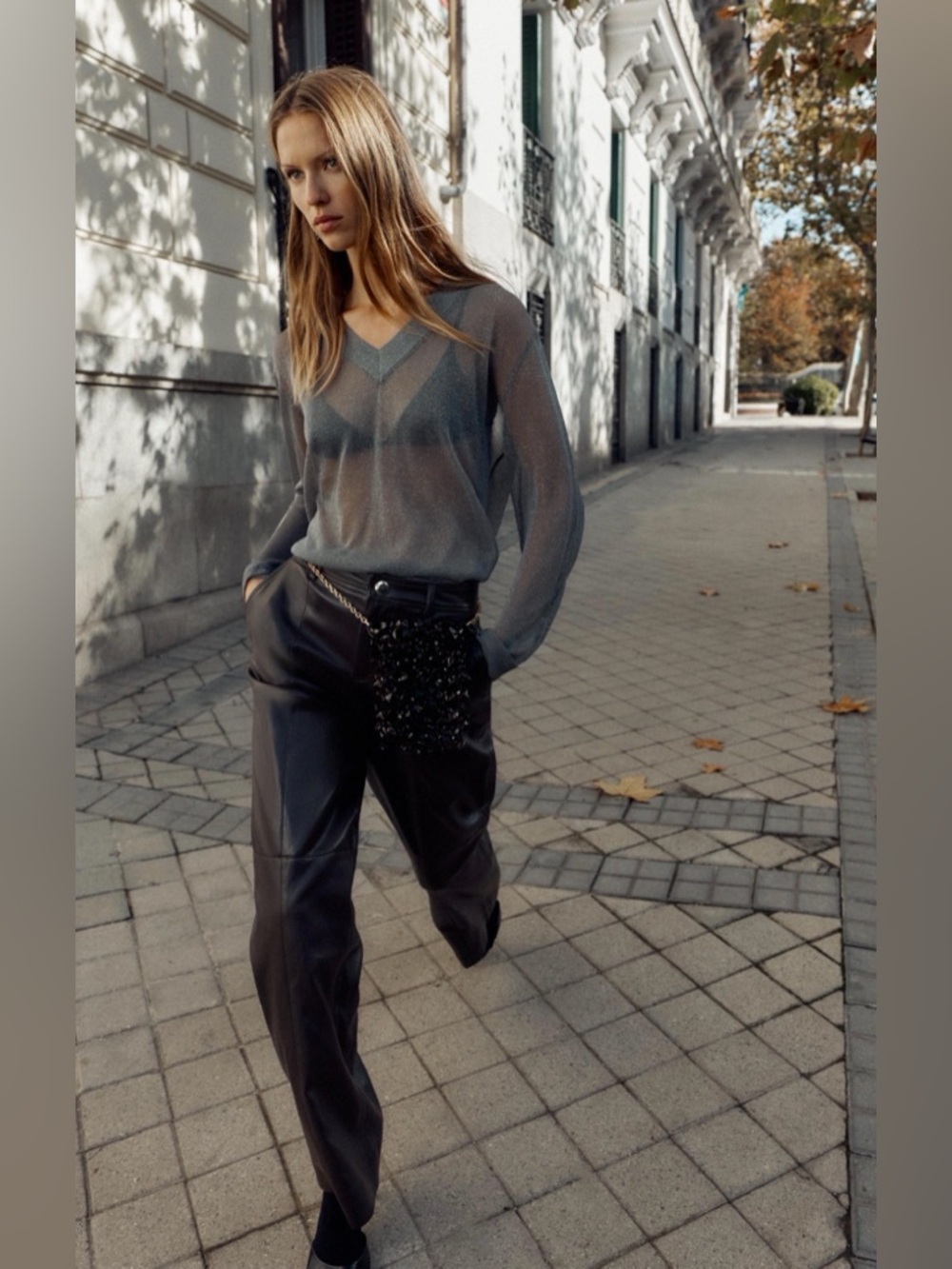Zara Black Faux Leather Straight Leg Pants Highโ Rise Size 6